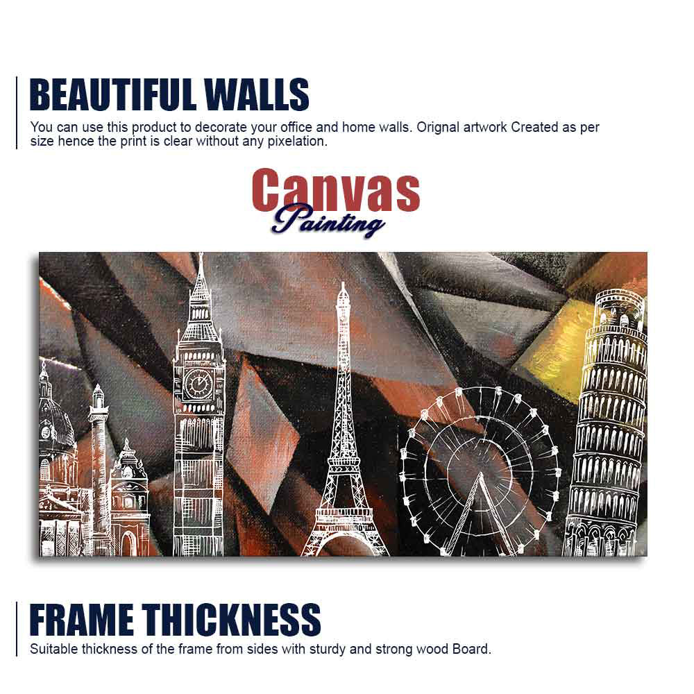Abstract Art Famous Architectures Canvas Wall Painting - Image 6
