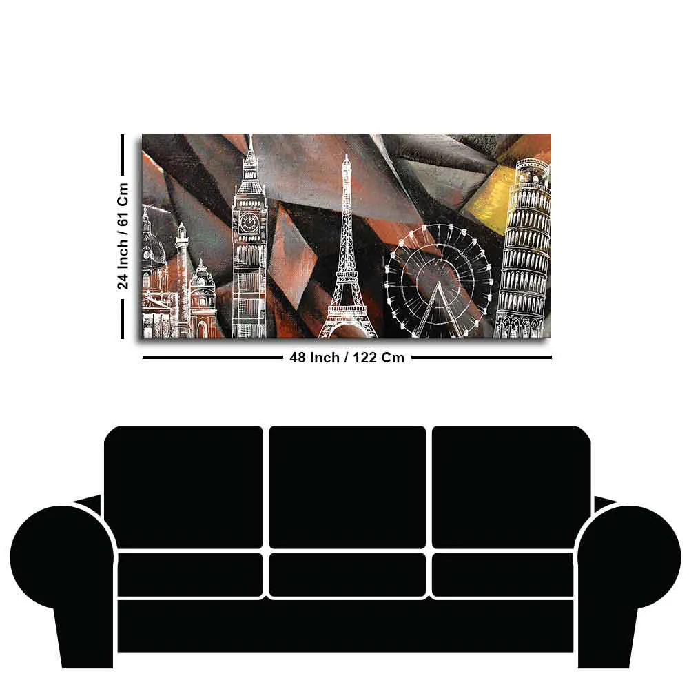 Abstract Art Famous Architectures Canvas Wall Painting - Image 7