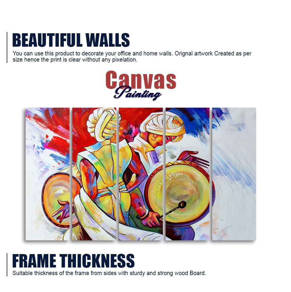 Abstract Art Folk Dance Wall Painting of Five Pieces - Image 5