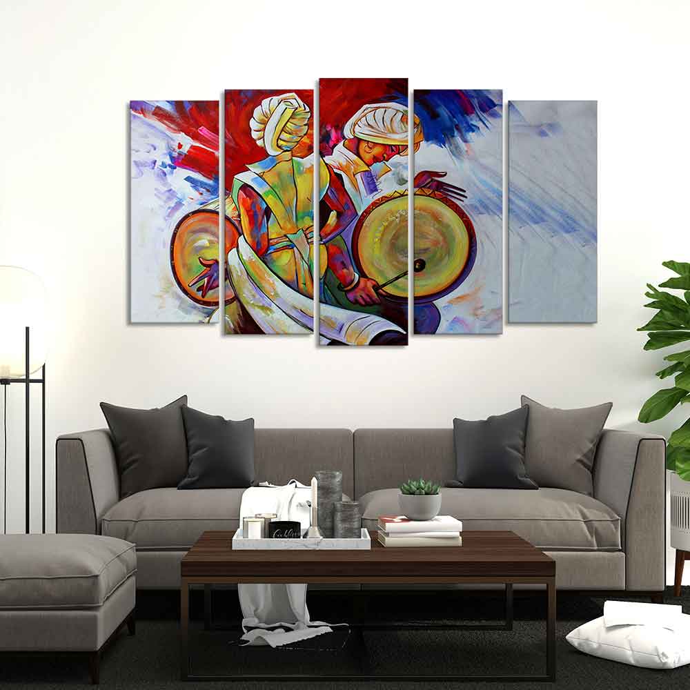 Abstract Art Folk Dance Wall Painting of Five Pieces Set - Image 3