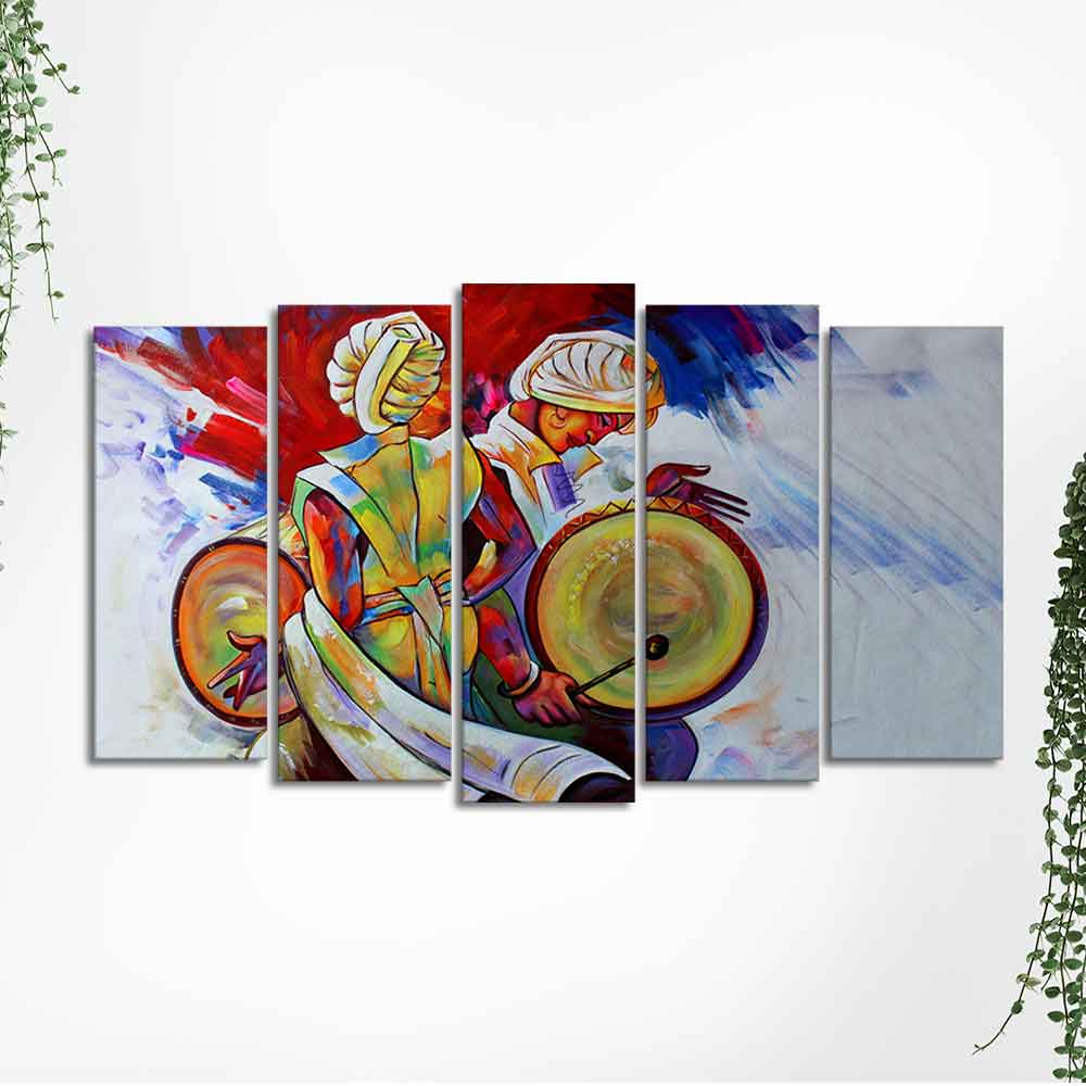 Abstract Art Folk Dance Wall Painting of Five Pieces Set - Image 5