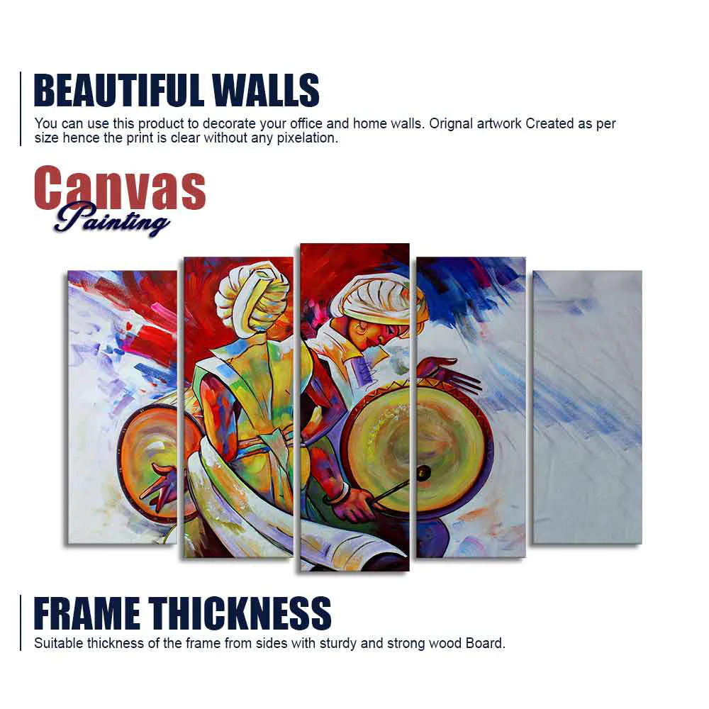 Abstract Art Folk Dance Wall Painting of Five Pieces Set - Image 6