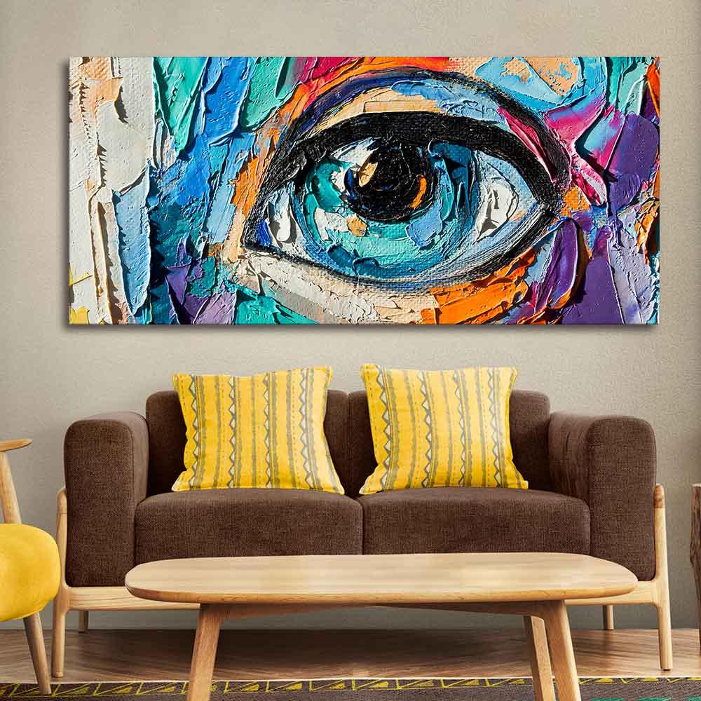 Abstract Art Girl's Eye Canvas Wall Painting - Image 2