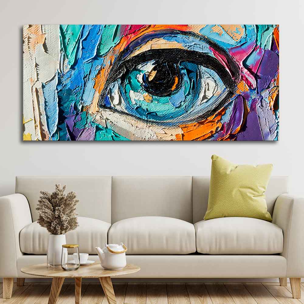 Abstract Art Girl's Eye Canvas Wall Painting - Image 4