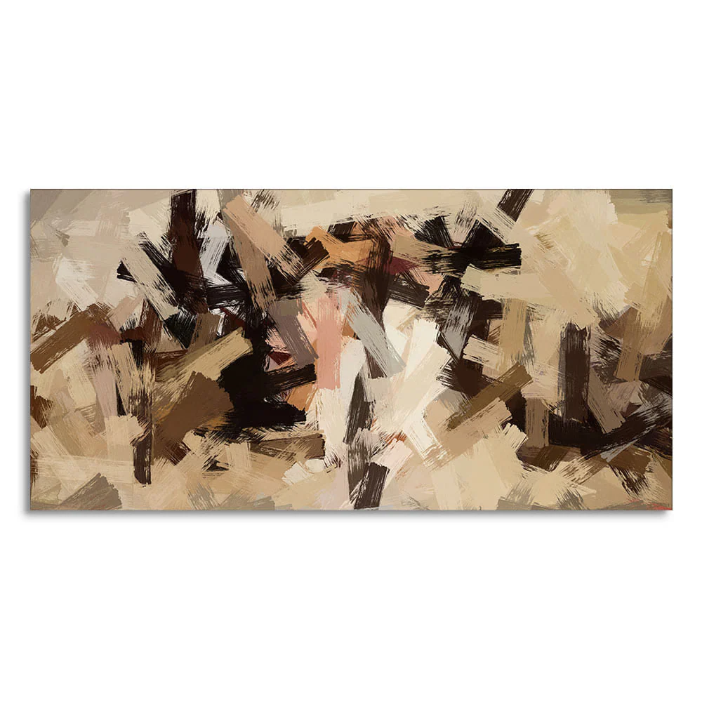 Abstract Art in Beige and Brown color Strokes Canvas Wall Painting - Image 4