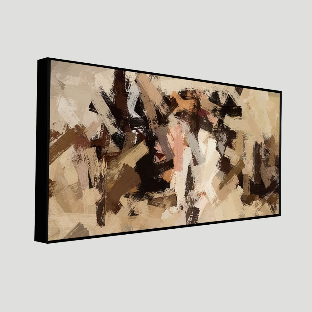 Abstract Art in Beige and Brown color Strokes Canvas Wall Painting - Image 5