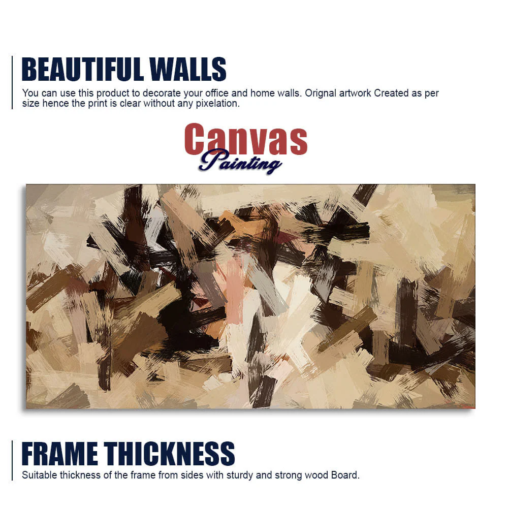 Abstract Art in Beige and Brown color Strokes Canvas Wall Painting - Image 6