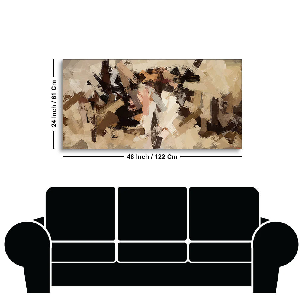 Abstract Art in Beige and Brown color Strokes Canvas Wall Painting - Image 7