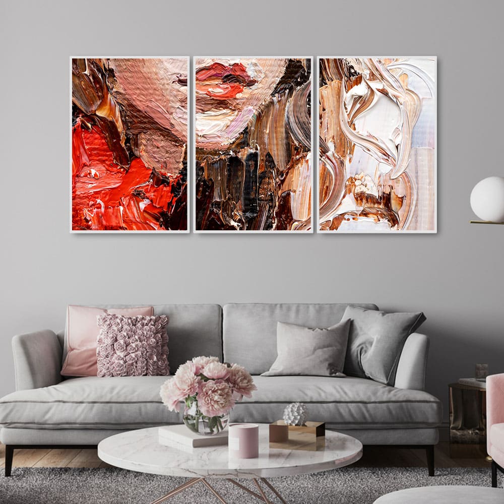 Abstract art of Beautiful Girl Face Floating Canvas Wall Painting Set of Three - Image 3