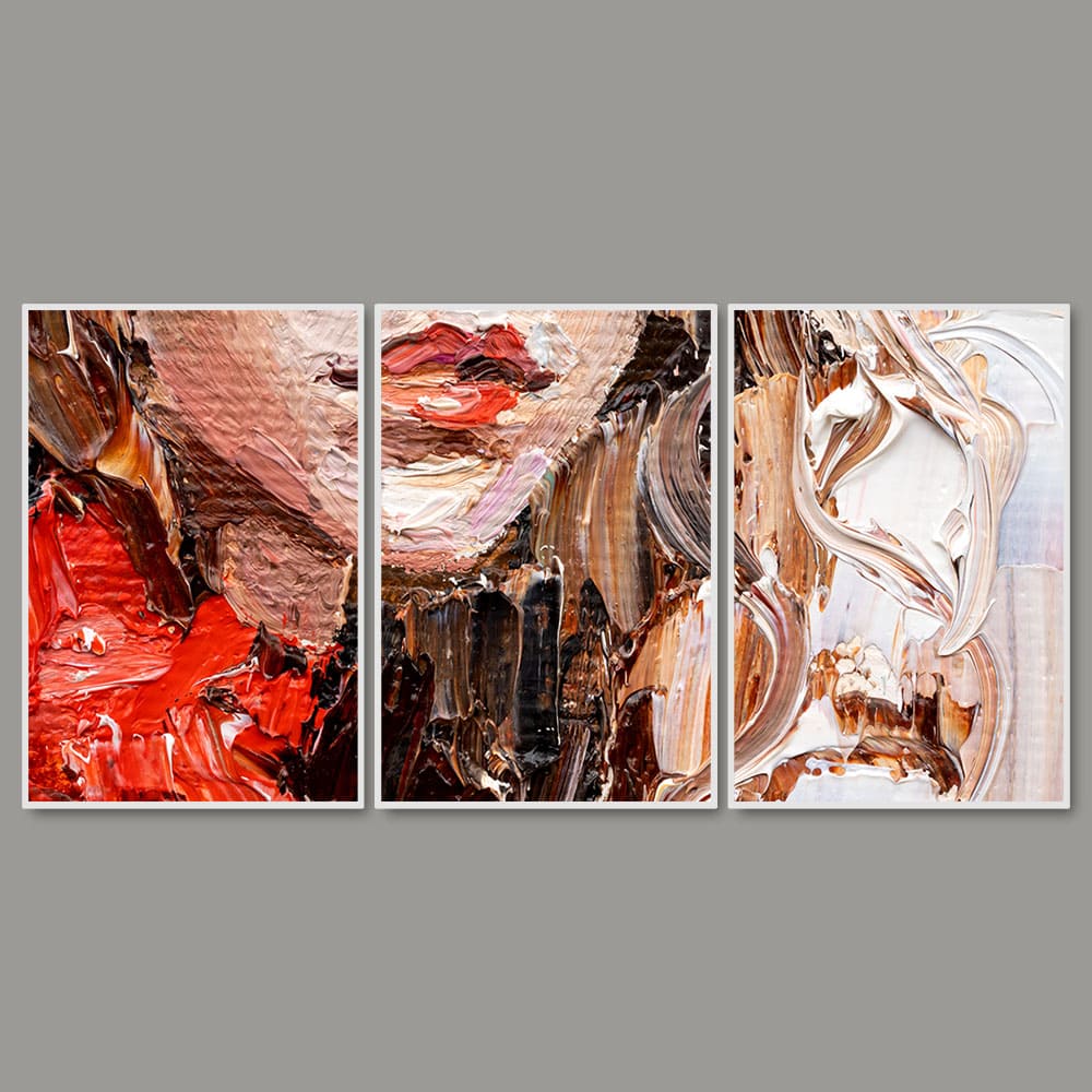 Abstract art of Beautiful Girl Face Floating Canvas Wall Painting Set of Three - Image 4