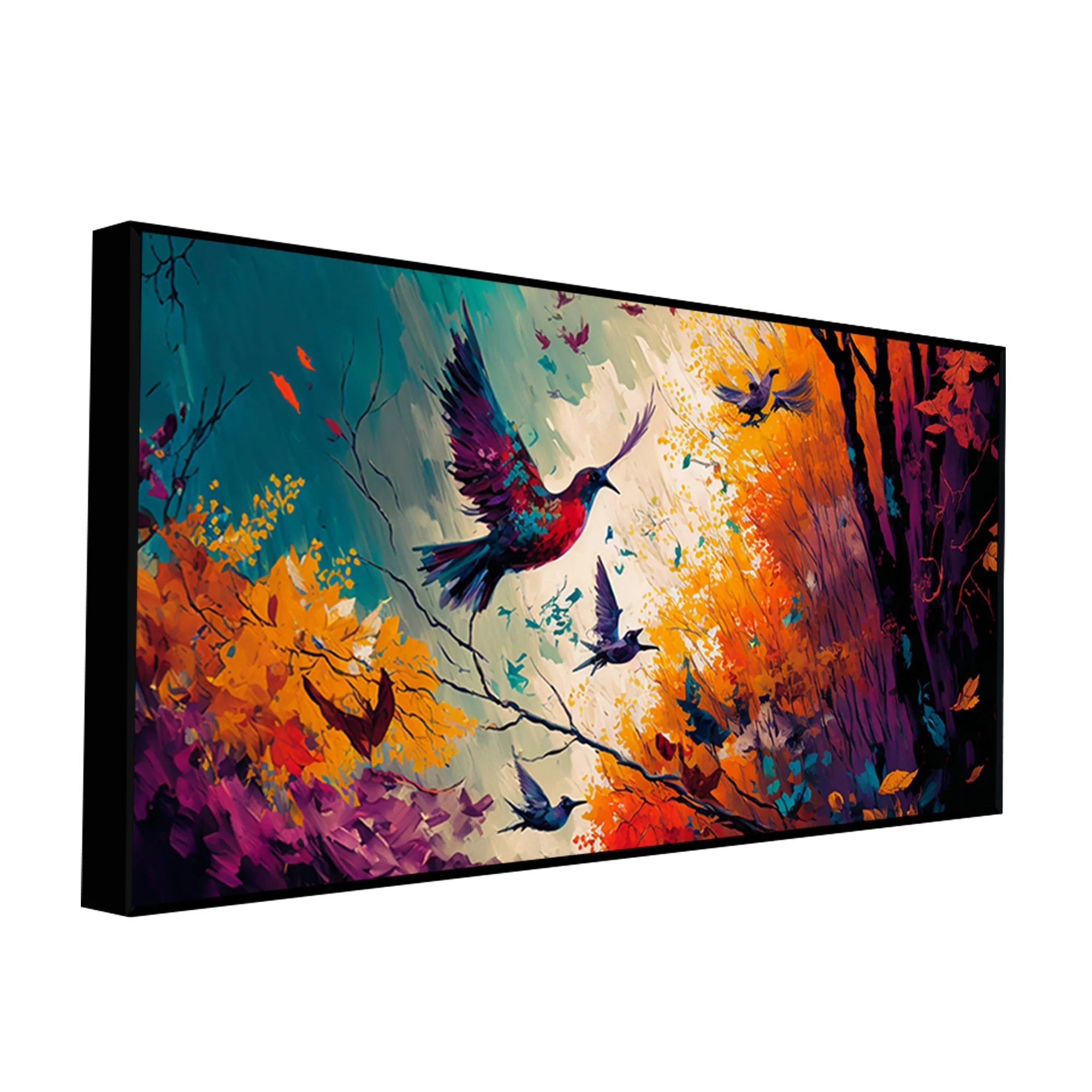 Abstract Art of Forest Landscape with Birds Canvas Wall Painting - Image 5