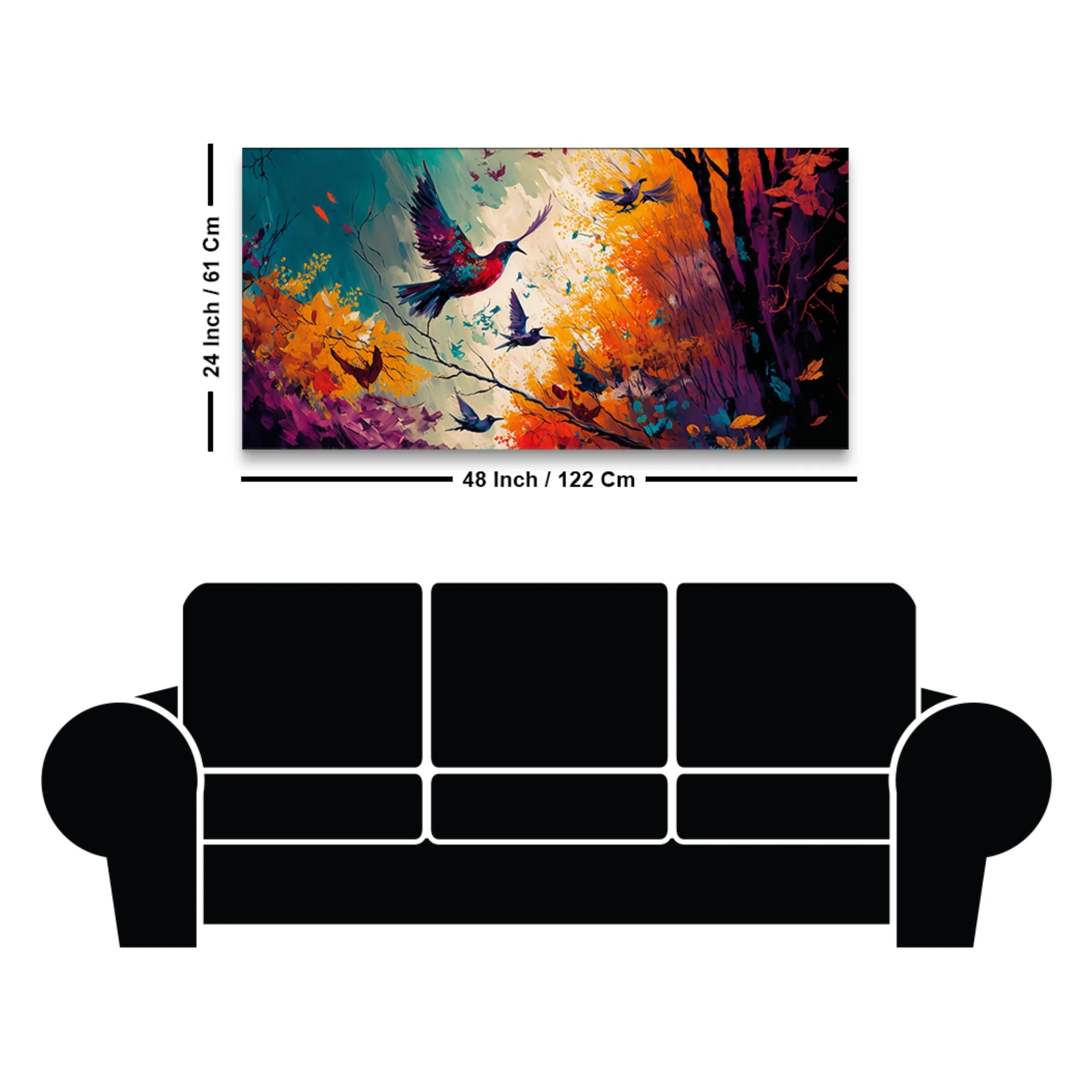 Abstract Art of Forest Landscape with Birds Canvas Wall Painting - Image 7