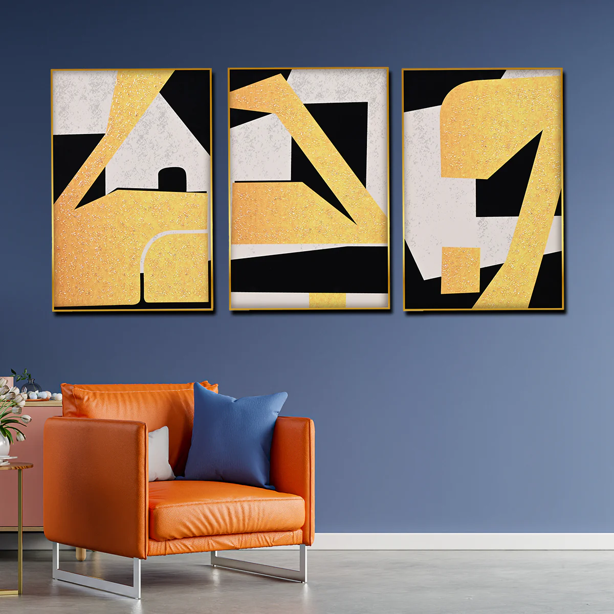 Abstract Art of Geometric Framed Crytal Glass Painting - Image 2