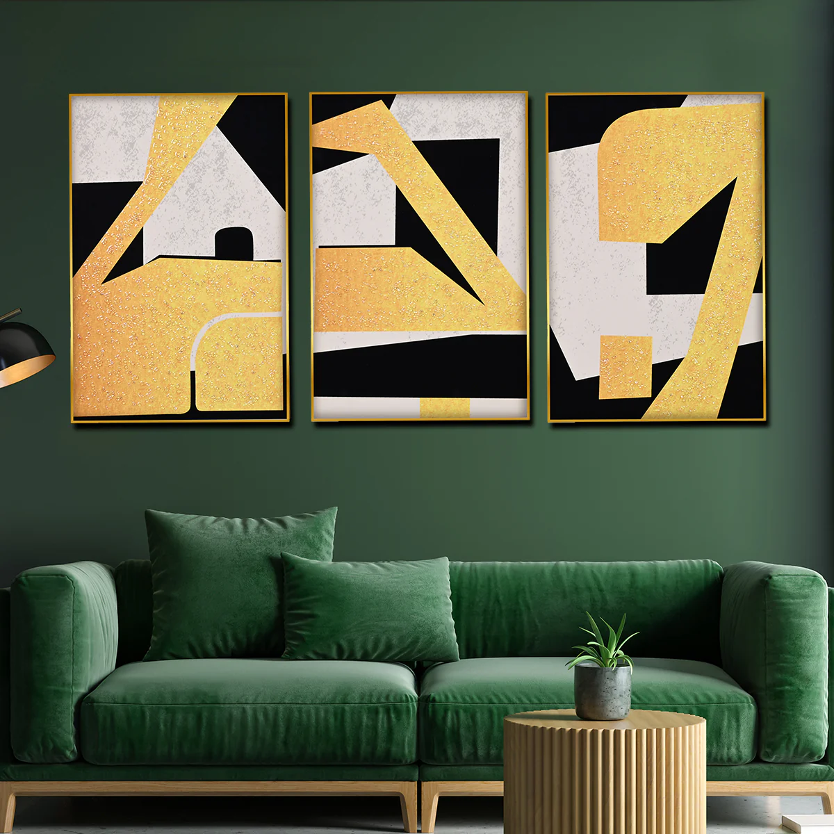 Abstract Art of Geometric Framed Crytal Glass Painting - Image 3