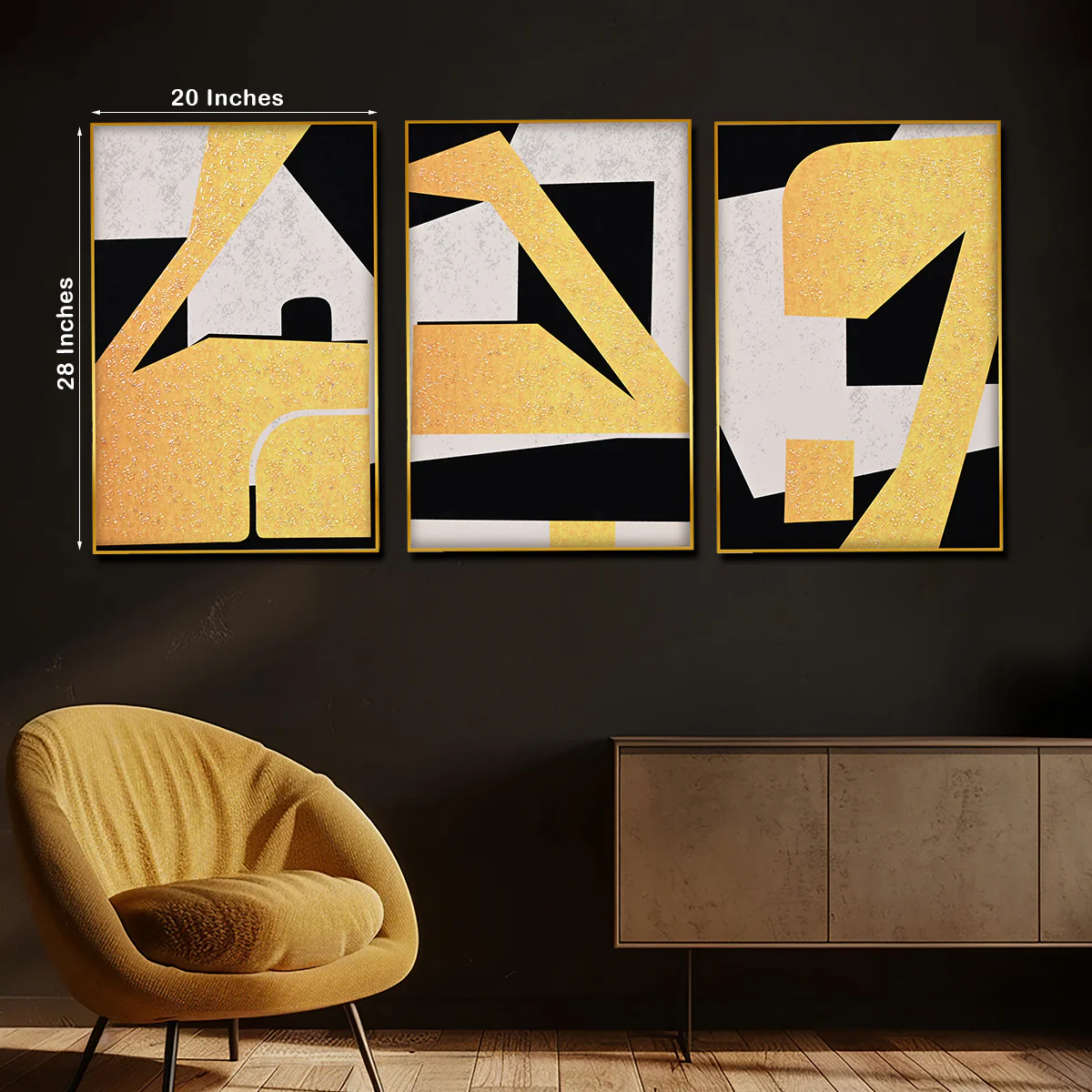 Abstract Art of Geometric Framed Crytal Glass Painting - Image 5