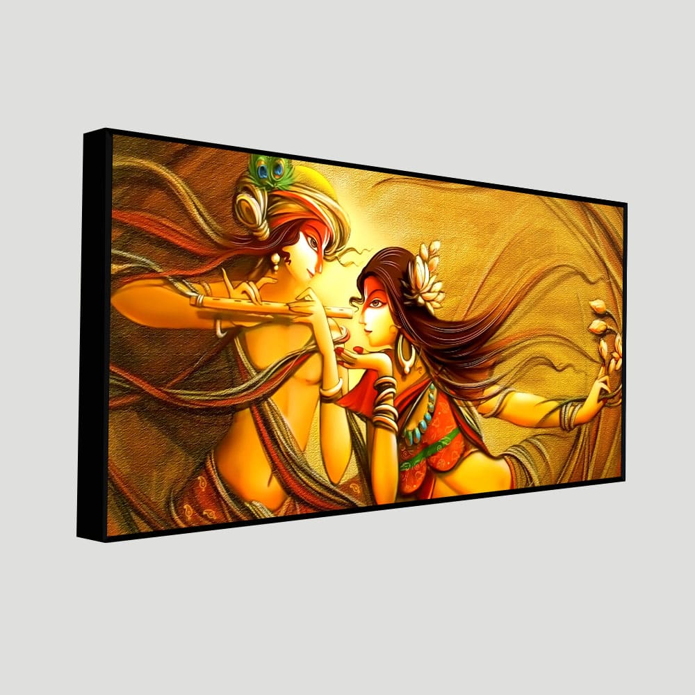 Abstract Art of Lord Radha Krishna Flute Canvas Wall Painting - Image 5