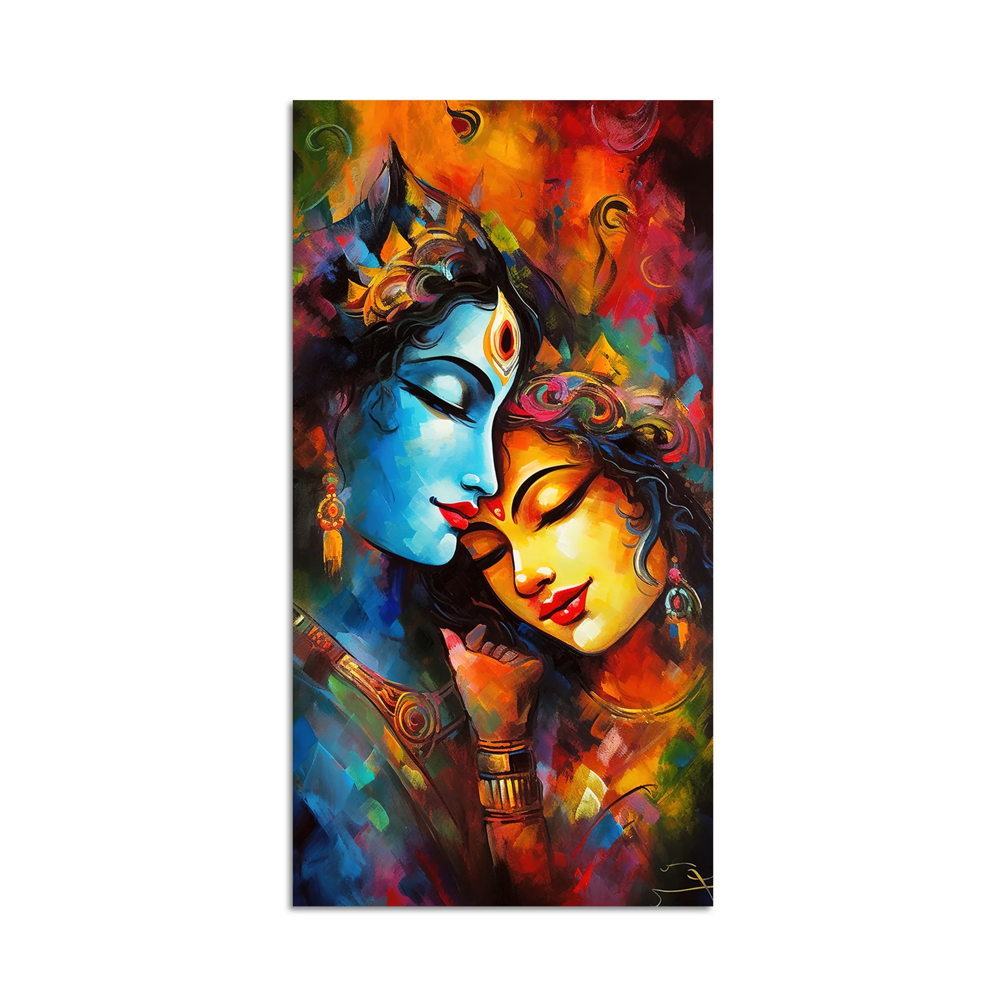 Abstract Art of Radha Krishna Canvas Wall Painting - Image 4