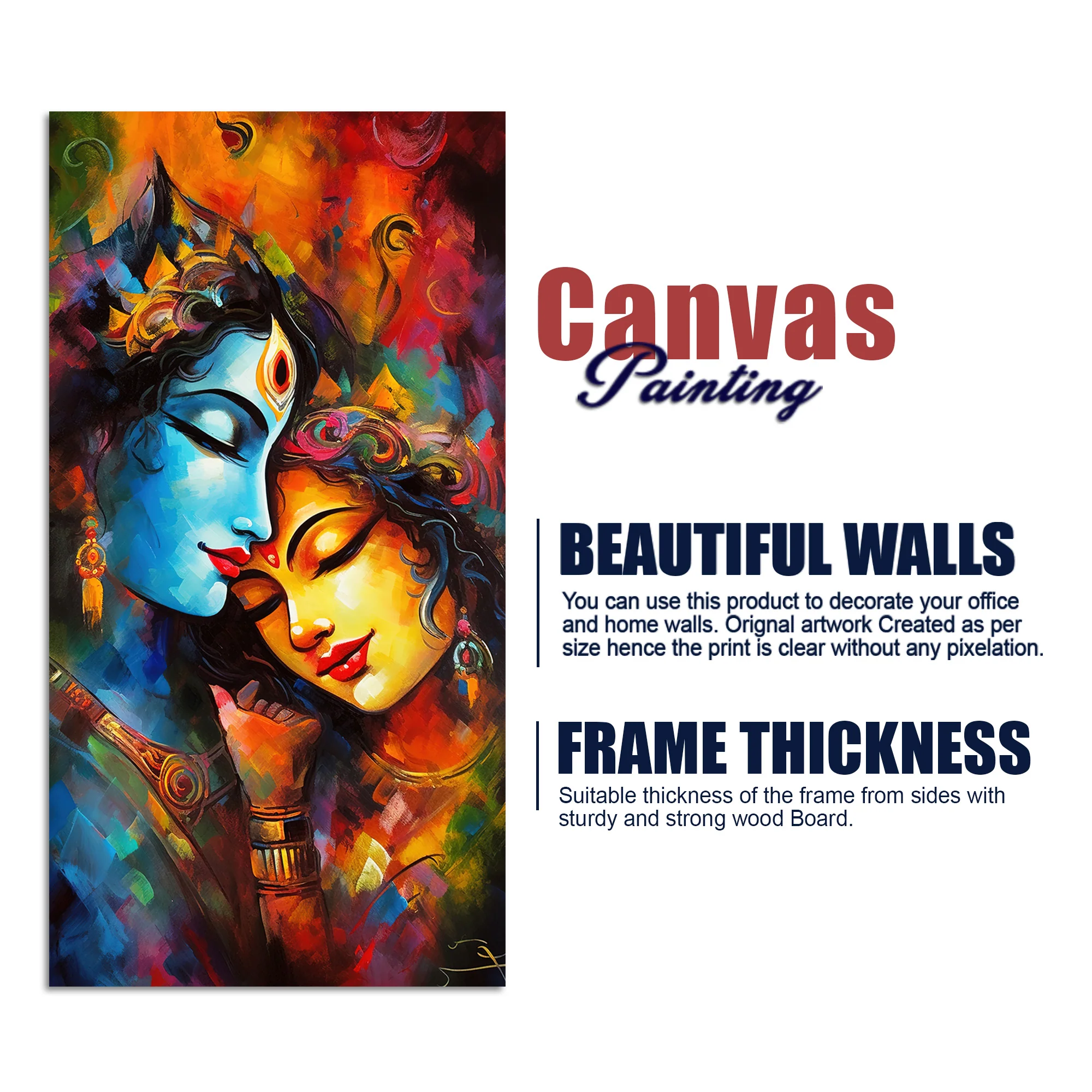 Abstract Art of Radha Krishna Canvas Wall Painting - Image 5