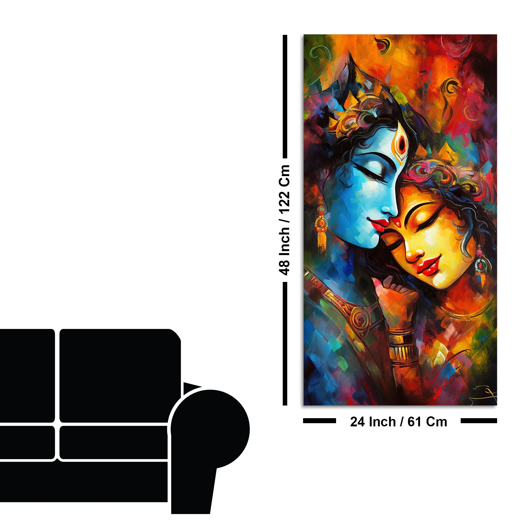 Abstract Art of Radha Krishna Canvas Wall Painting - Image 7