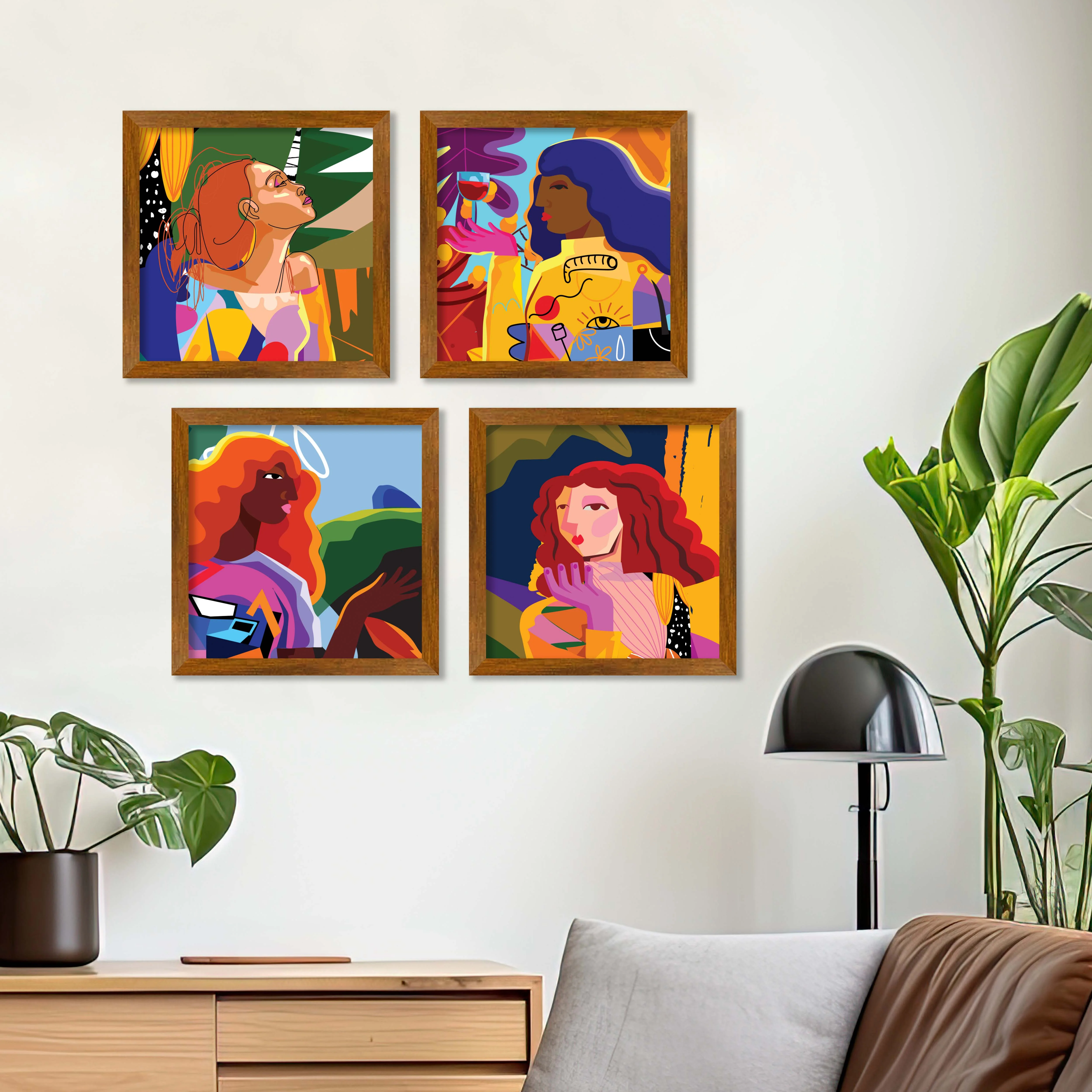 Abstract Art Portraits Wall Frame Set of Four - Image 2
