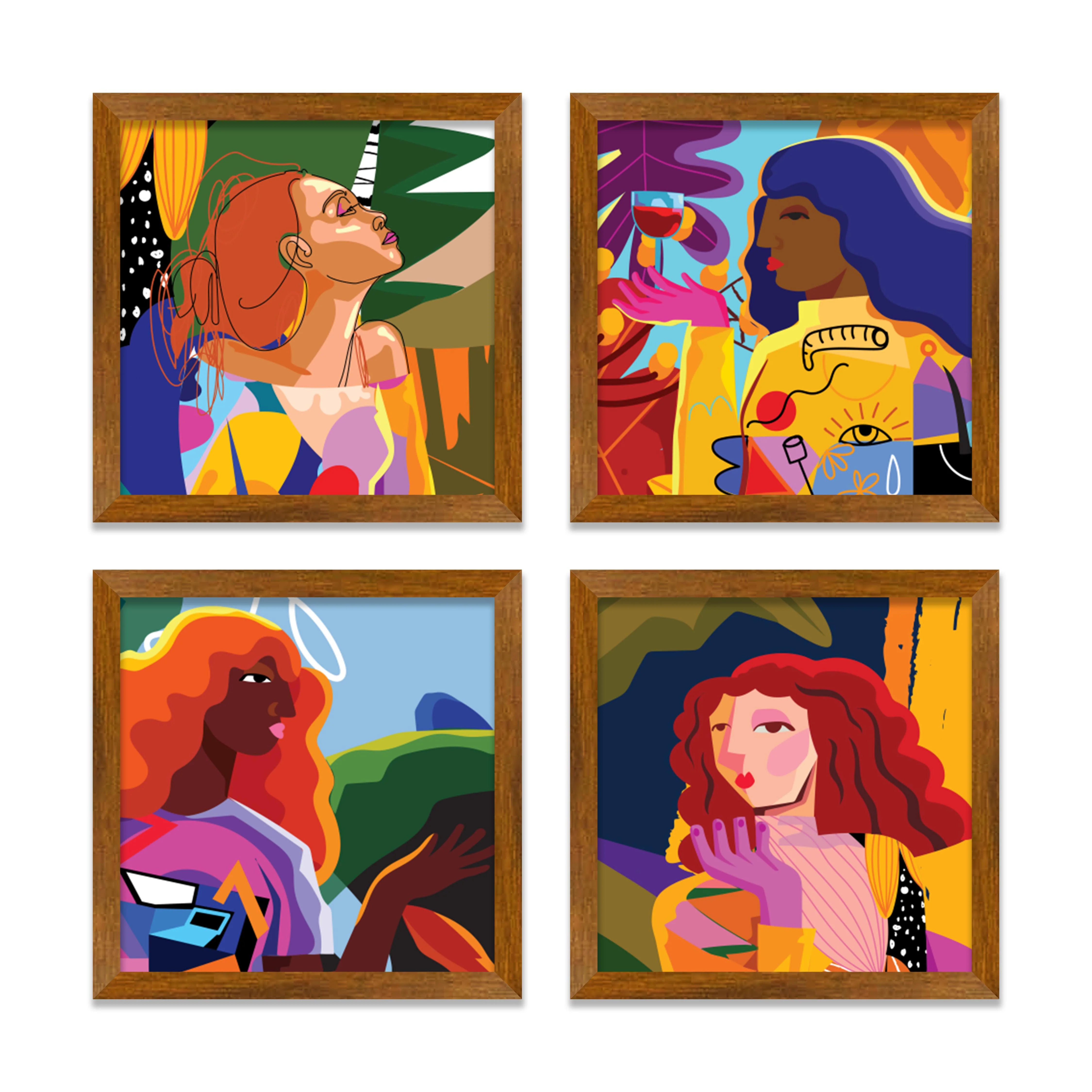 Abstract Art Portraits Wall Frame Set of Four - Image 3