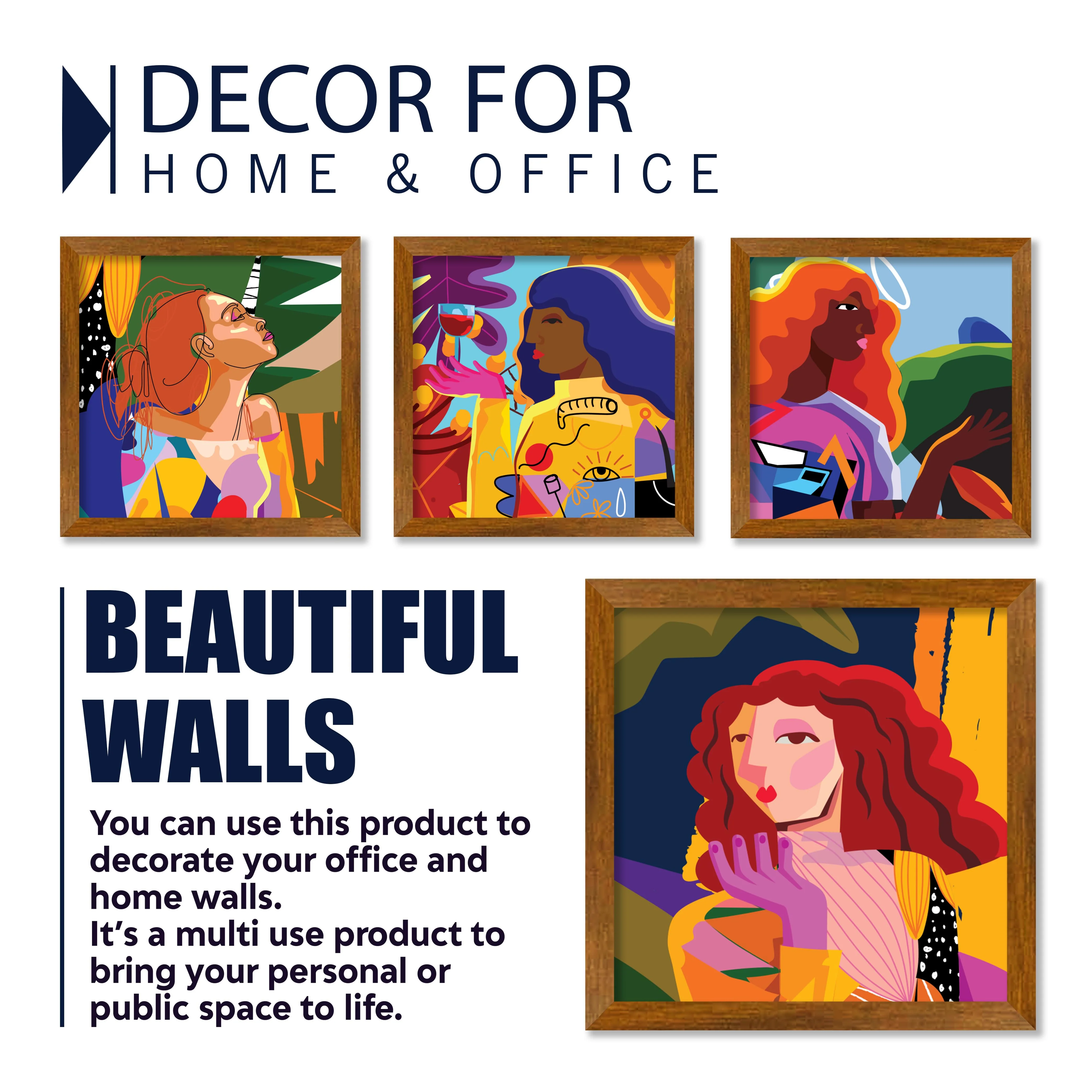 Abstract Art Portraits Wall Frame Set of Four - Image 4