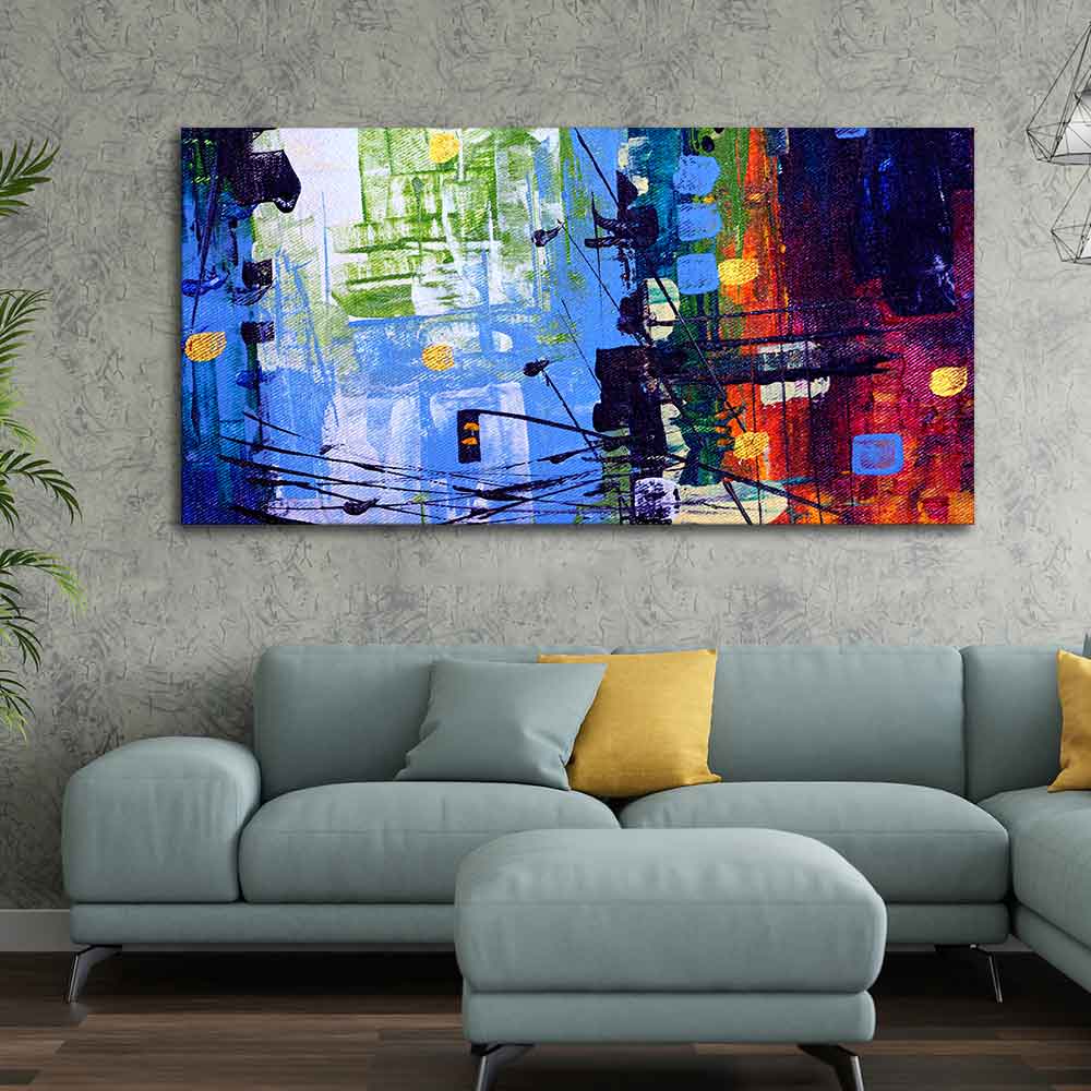 Abstract Art Premium Canvas Wall Painting of Cityscape - Image 2