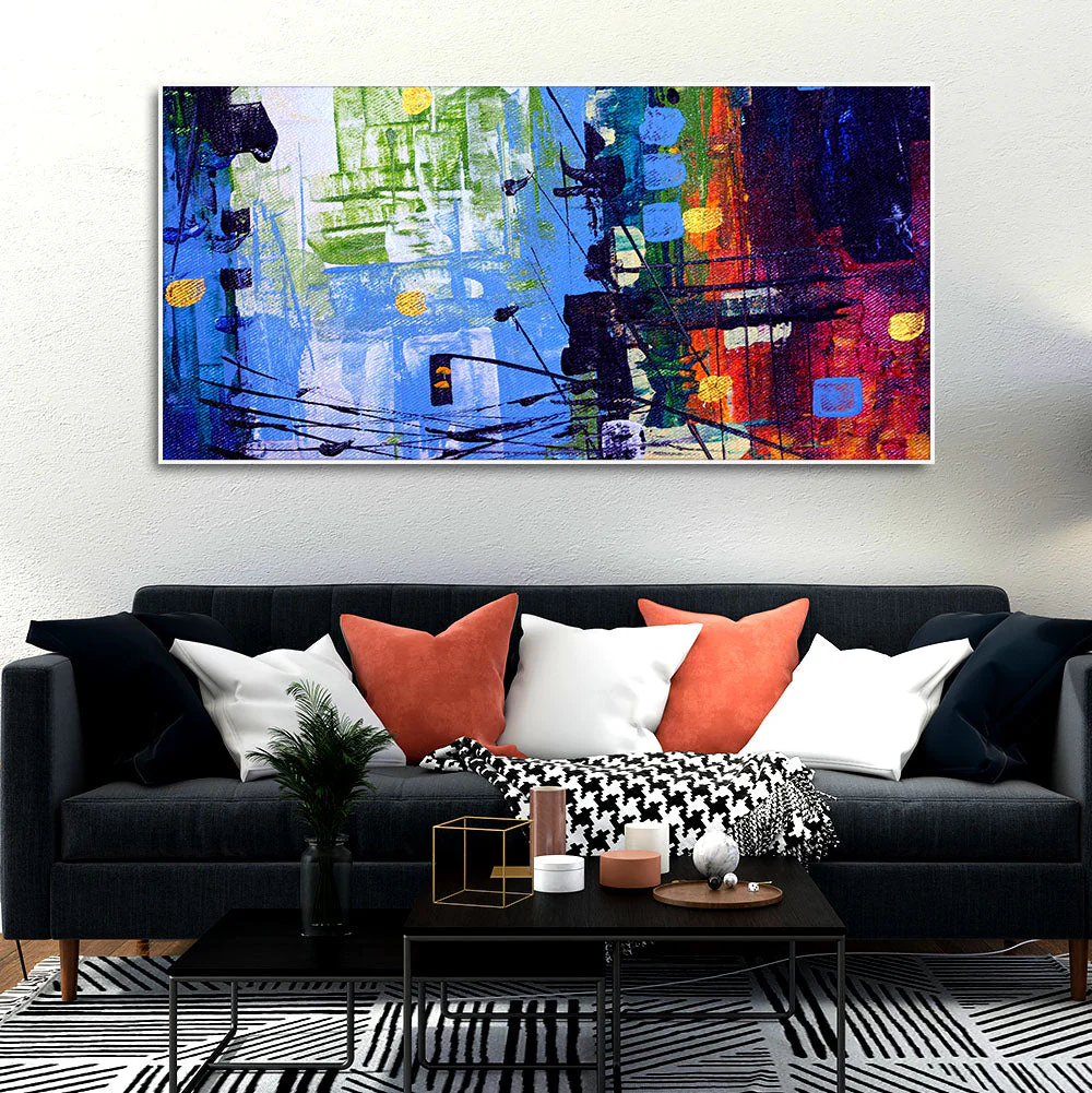 Abstract Art Premium Canvas Wall Painting of Cityscape - Image 3