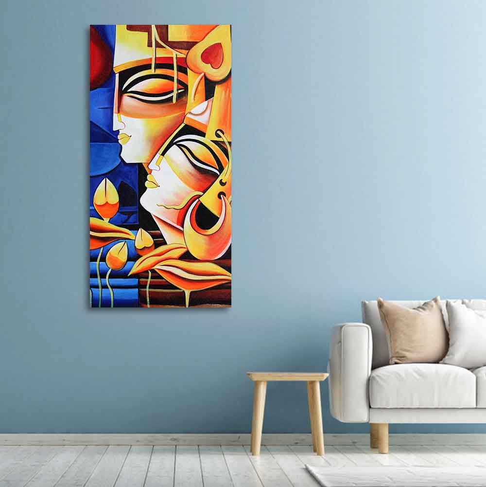 Abstract Art Radha Krishna Canvas Wall Painting - Image 2