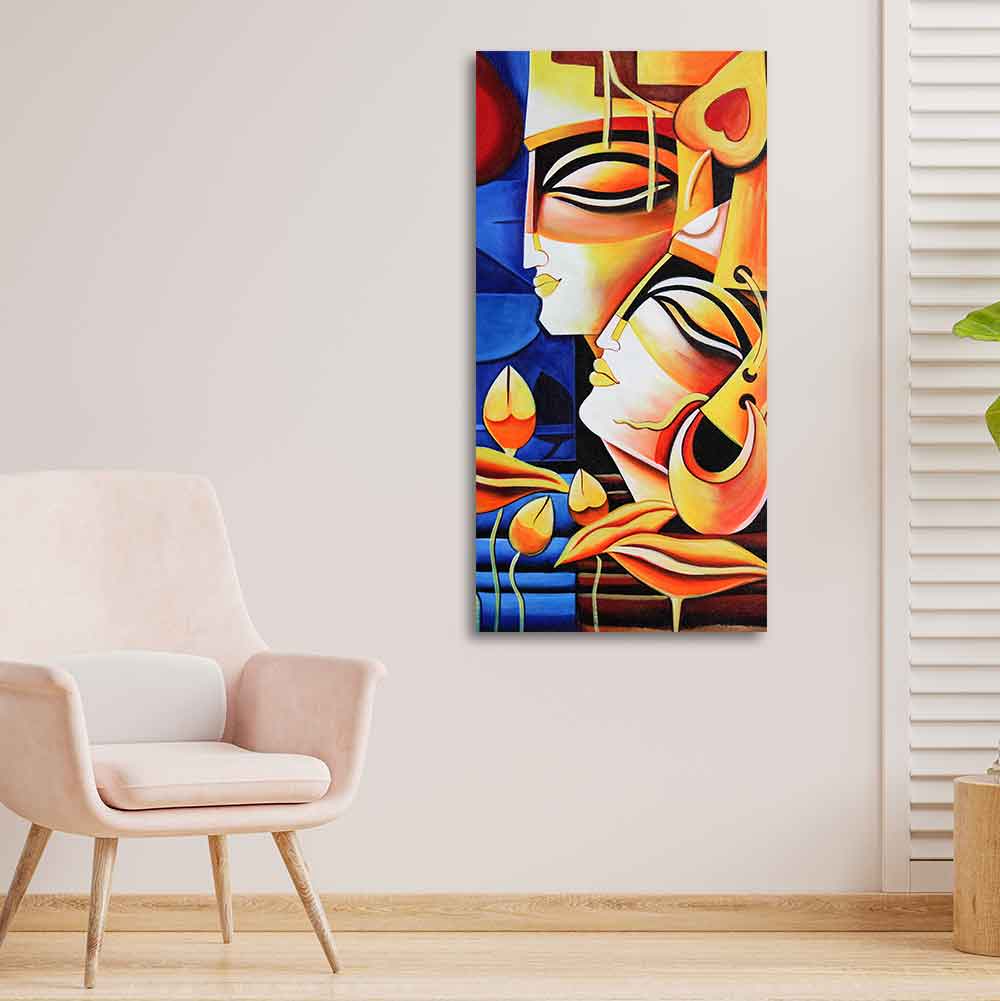 Abstract Art Radha Krishna Canvas Wall Painting - Image 3