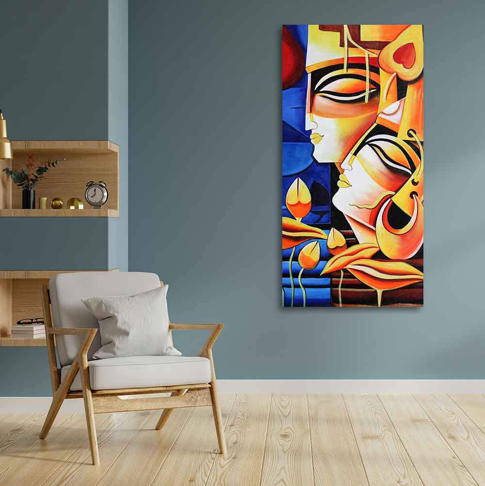 Abstract Art Radha Krishna Canvas Wall Painting - Image 4