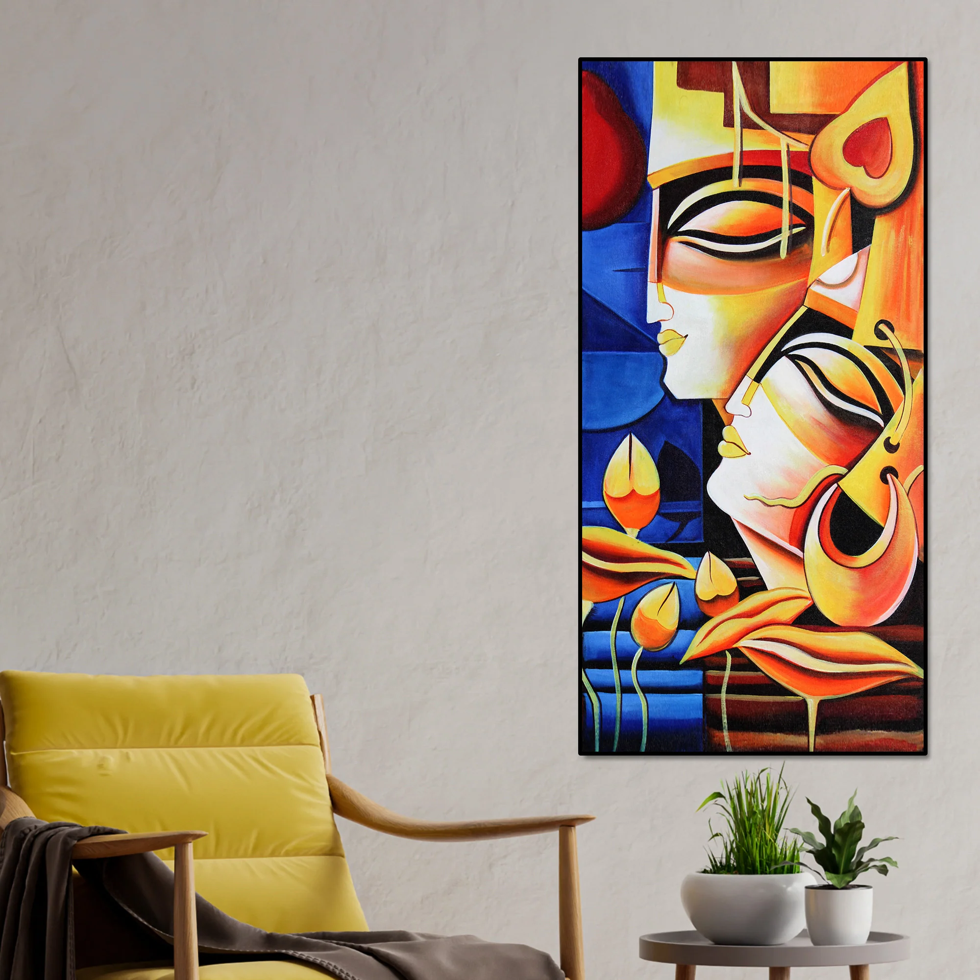 Abstract Art Radha Krishna Canvas Wall Painting - Image 5