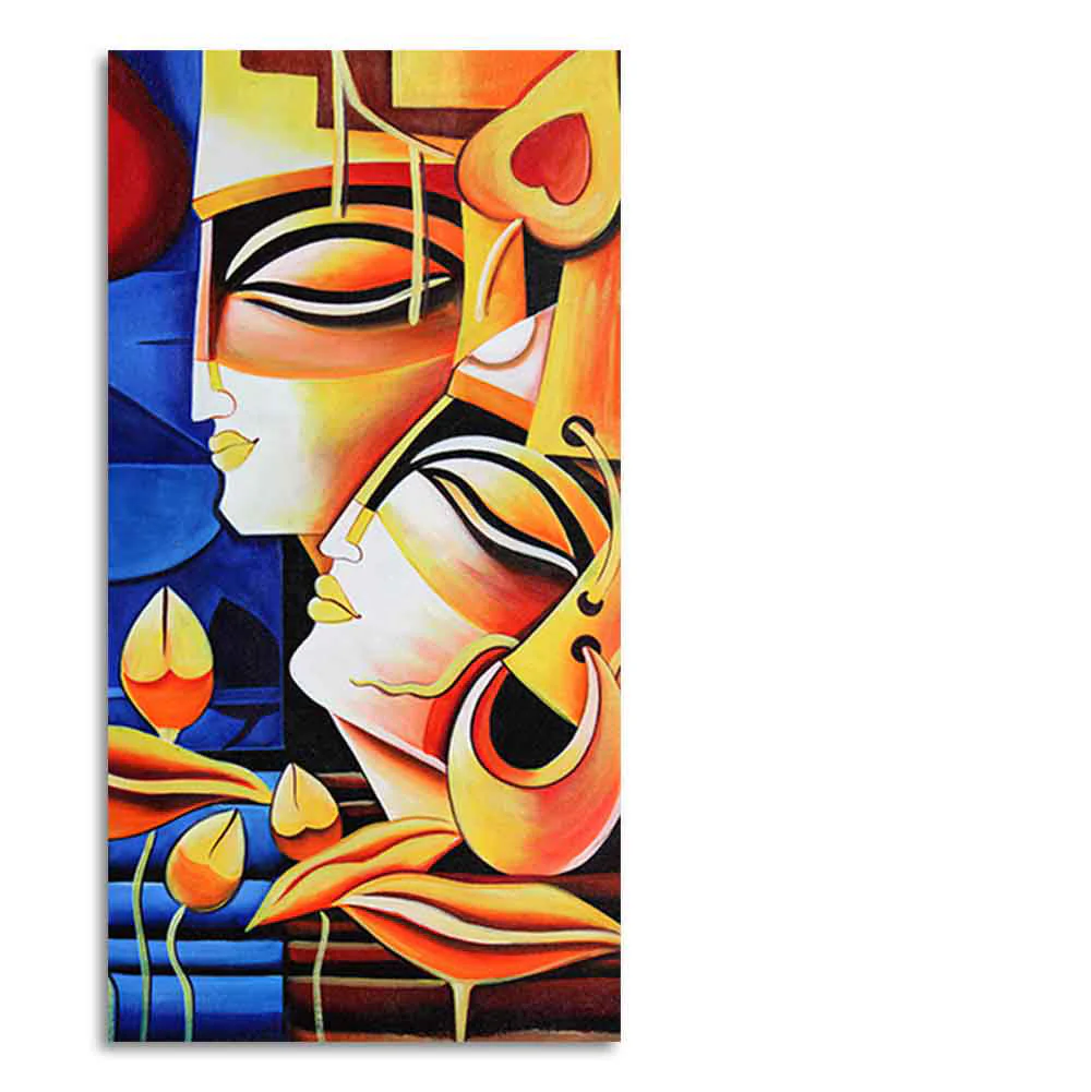 Abstract Art Radha Krishna Canvas Wall Painting - Image 6