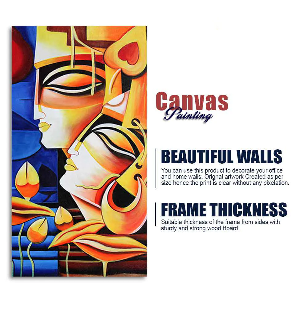 Abstract Art Radha Krishna Canvas Wall Painting - Image 8