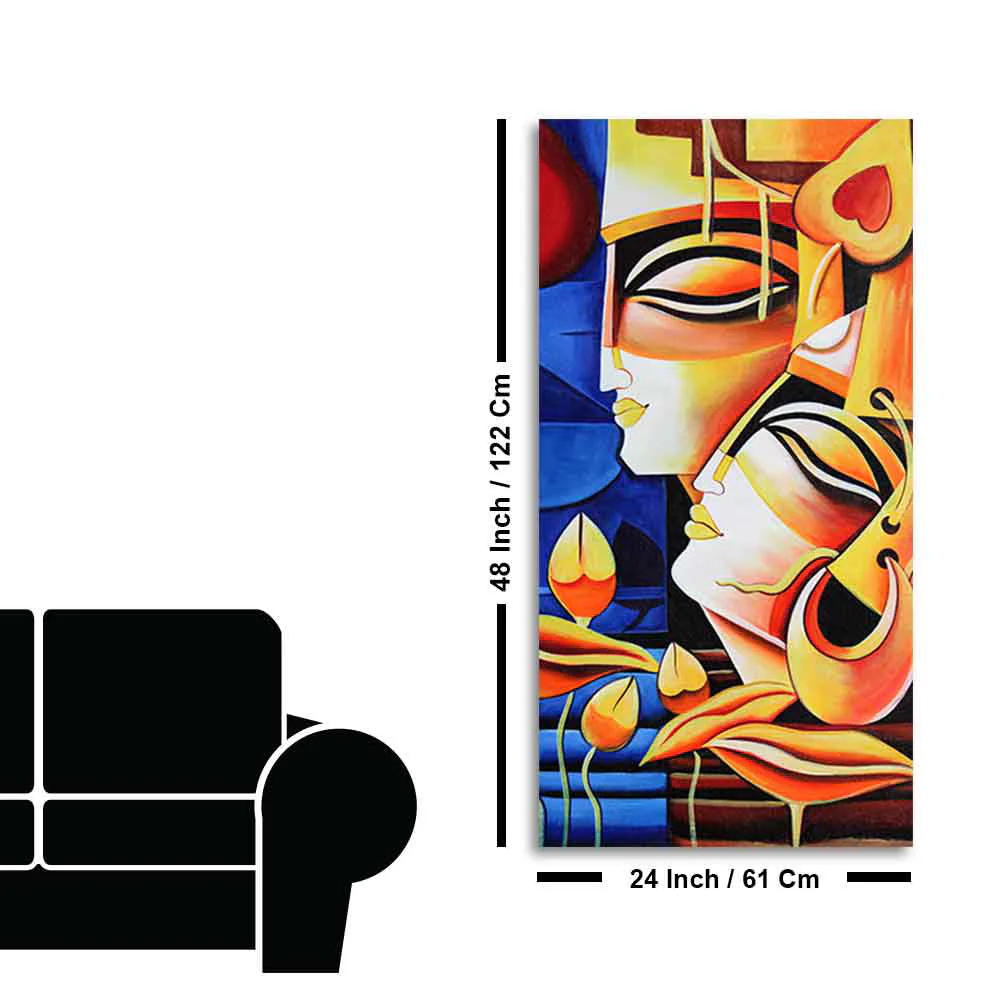 Abstract Art Radha Krishna Canvas Wall Painting - Image 9