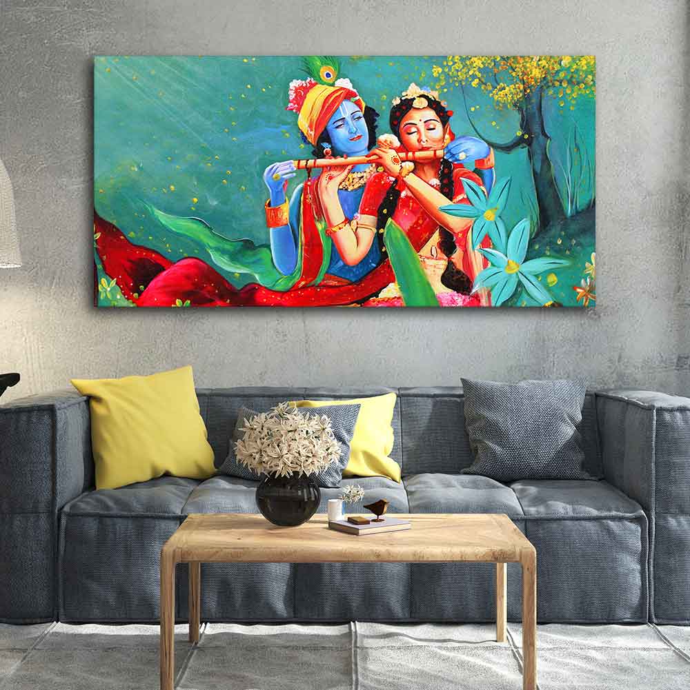 Abstract Art Radha Krishna Wall Painting - Image 3