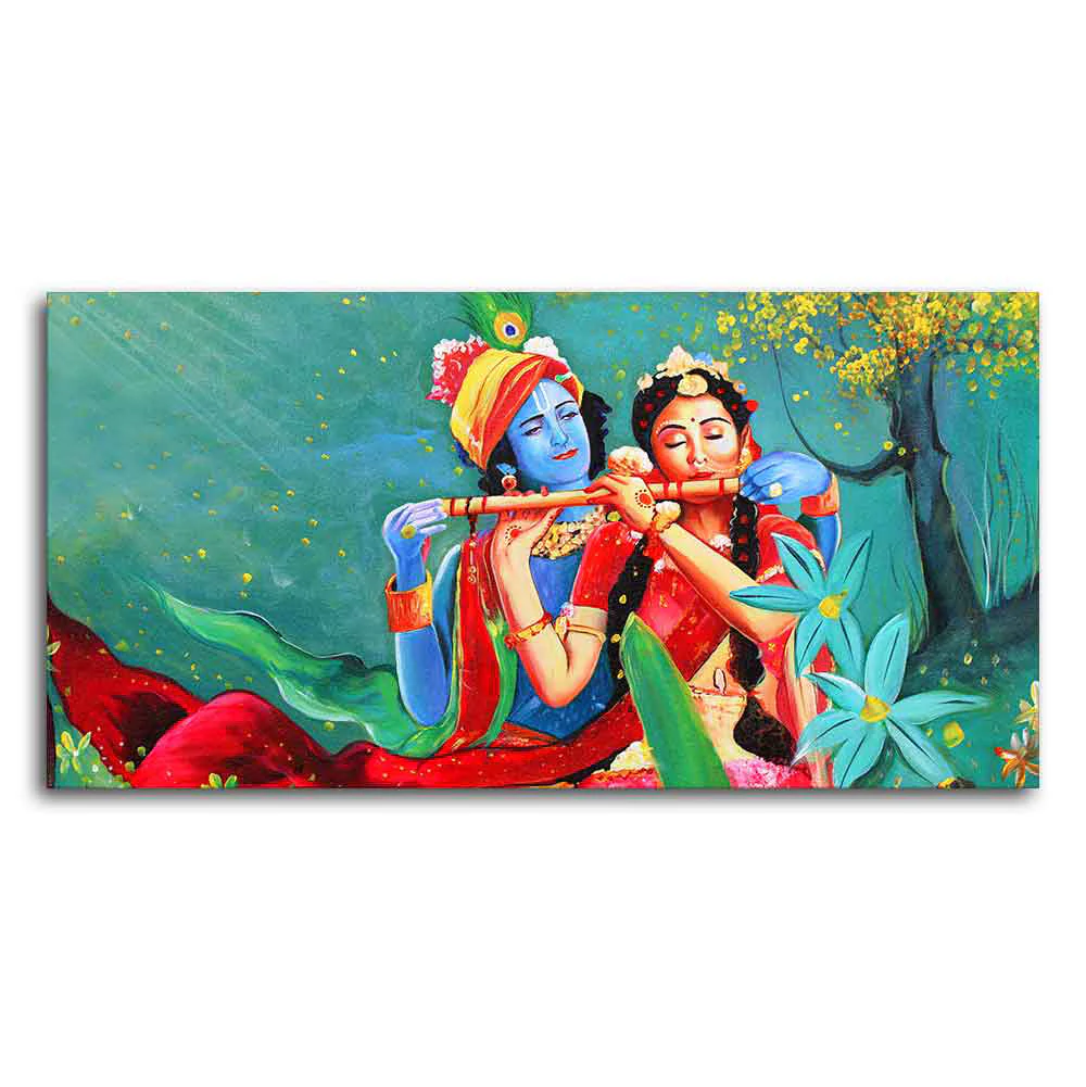Abstract Art Radha Krishna Wall Painting - Image 4