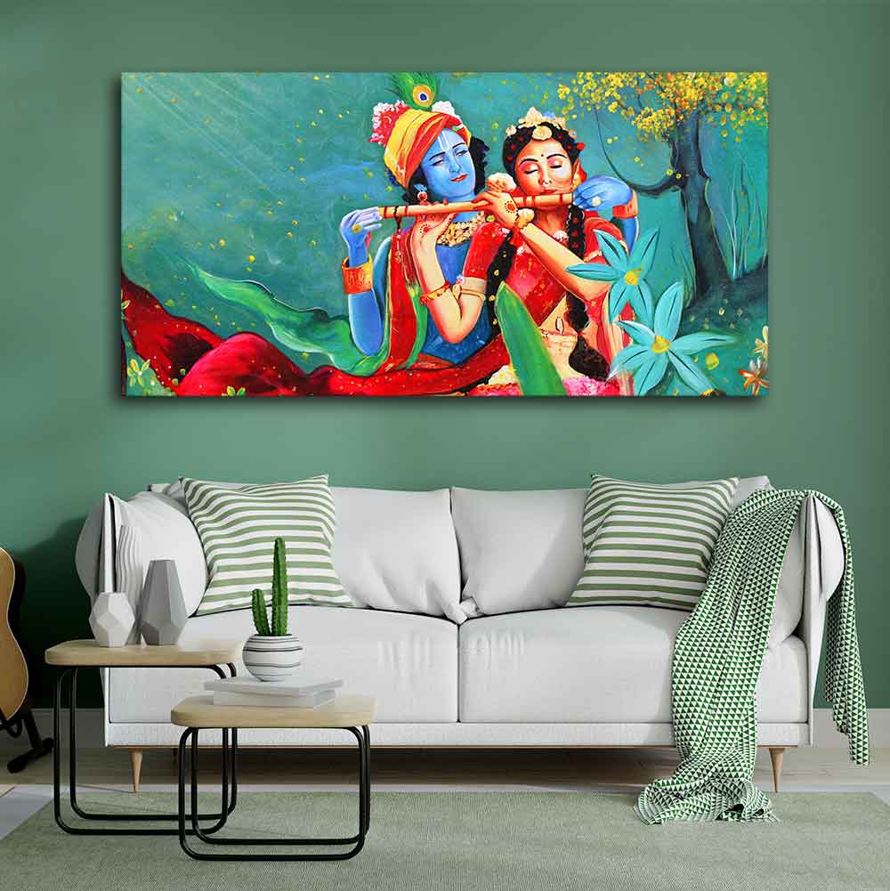 Abstract Art Radha Krishna Wall Painting - Image 5
