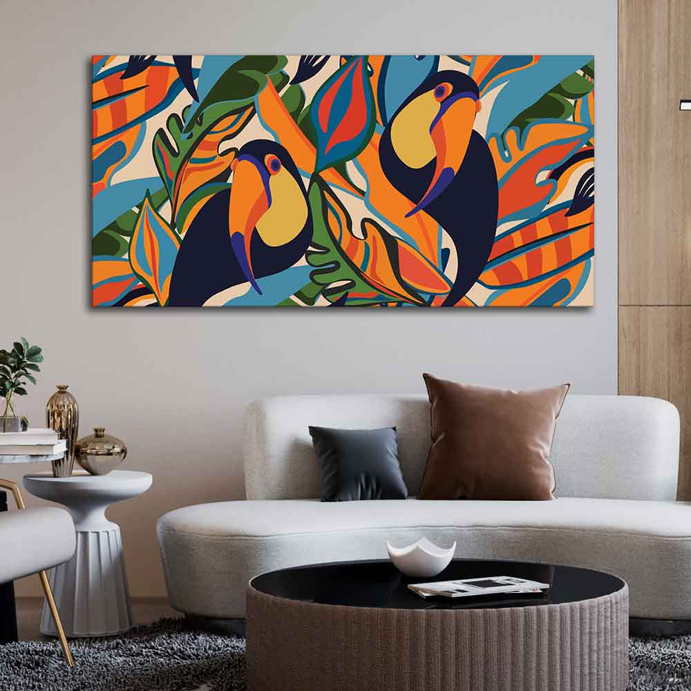 Abstract Art Toucans Wall Painting - Image 2