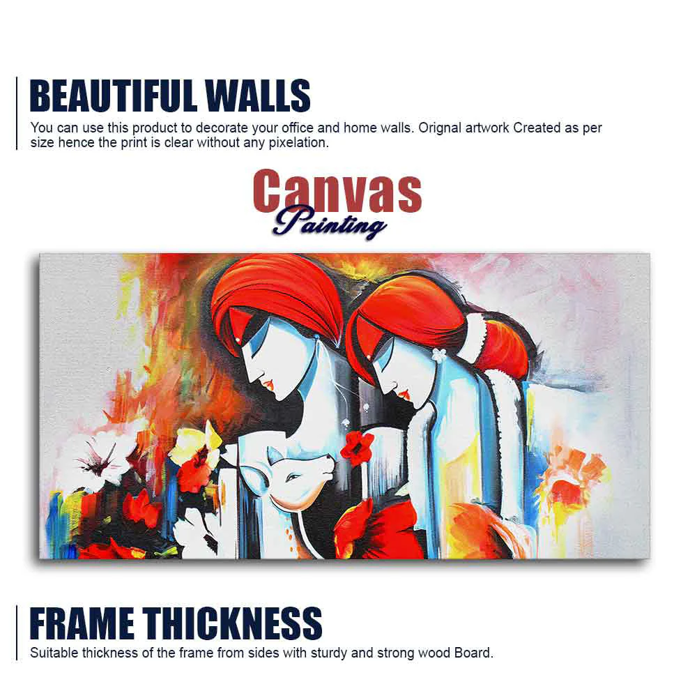 Abstract Art Wall Painting of Radha Krishna - Image 6