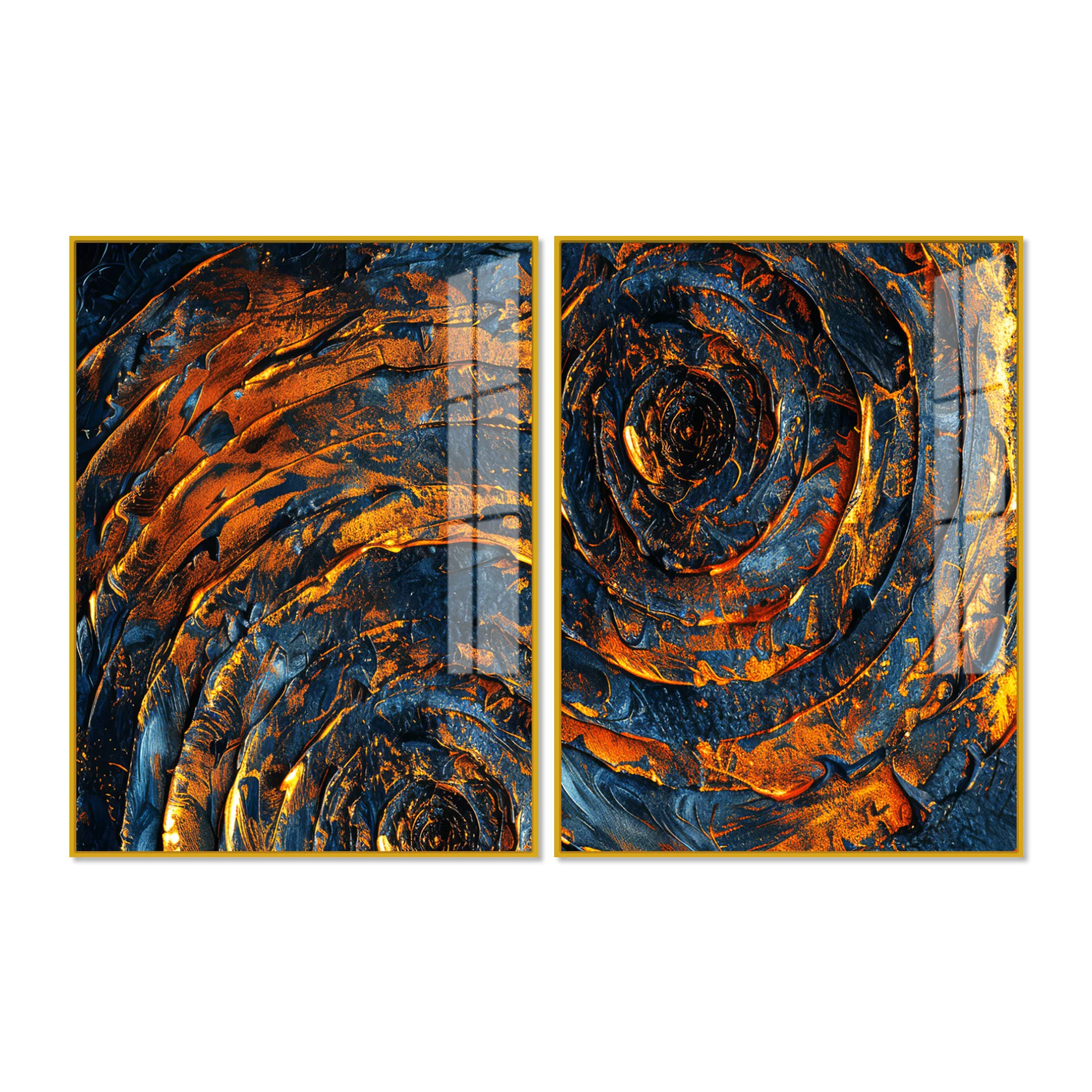 Abstract Background Geometric Art Pattern Acrylic Floating Wall Painting Set Of 2 - Image 4