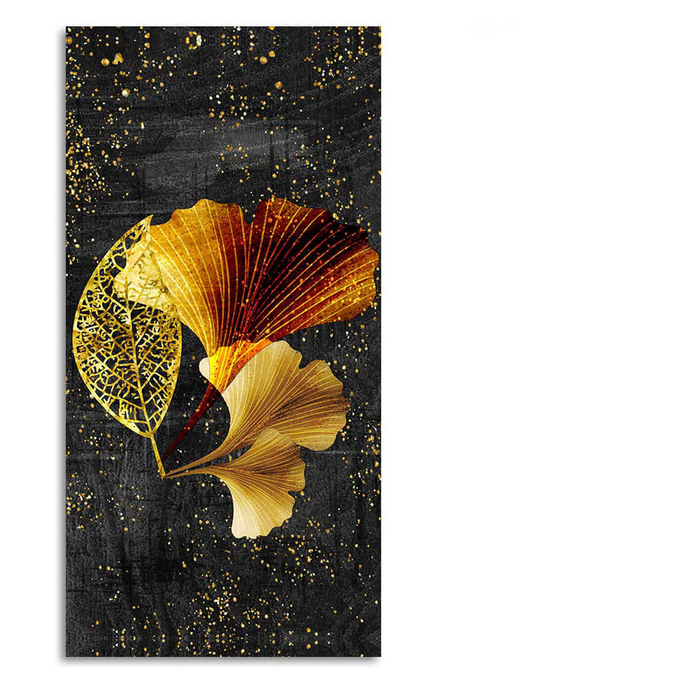 Abstract Black Gold Ginkgo Leaf Canvas Wall Painting - Image 4