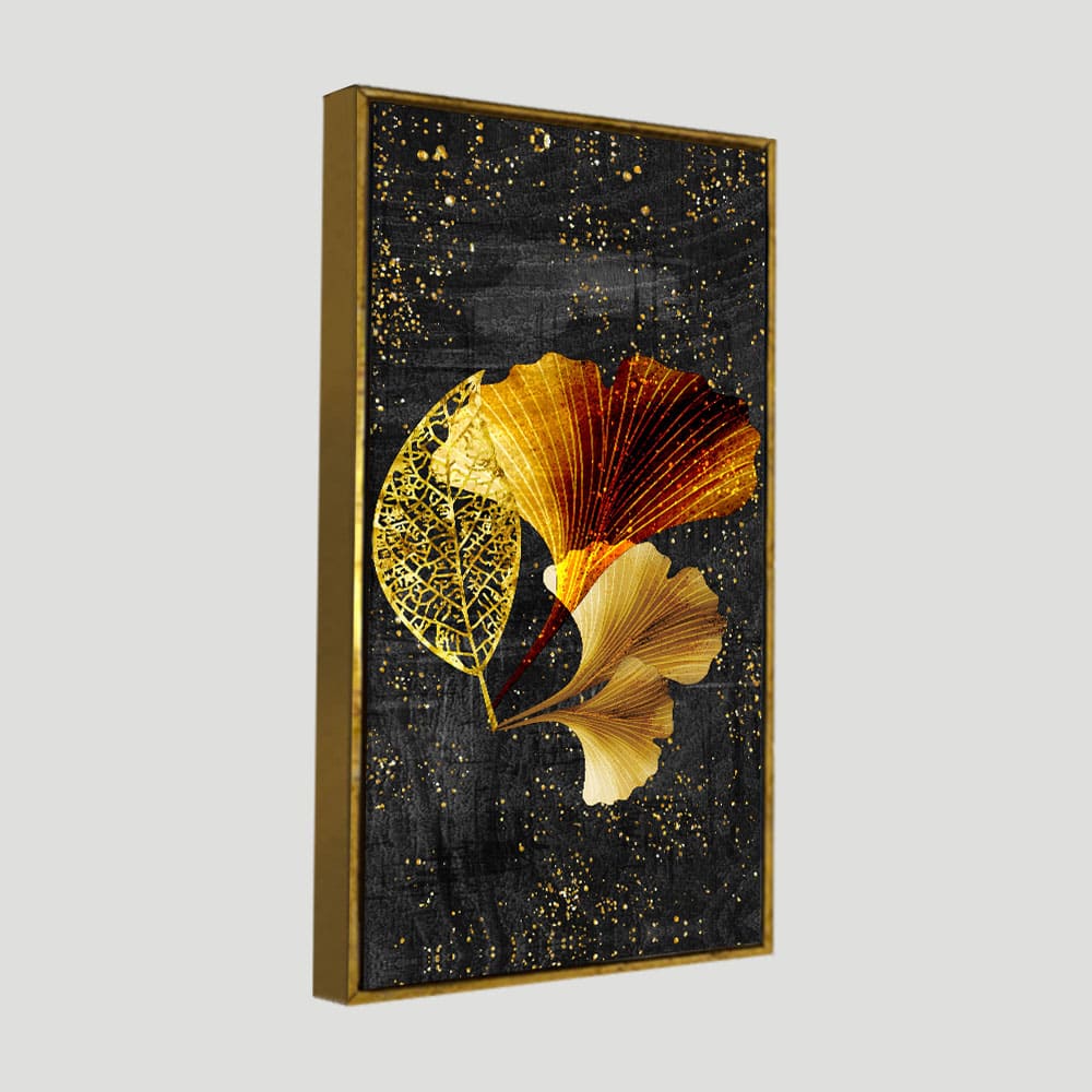 Abstract Black Gold Ginkgo Leaf Canvas Wall Painting - Image 5