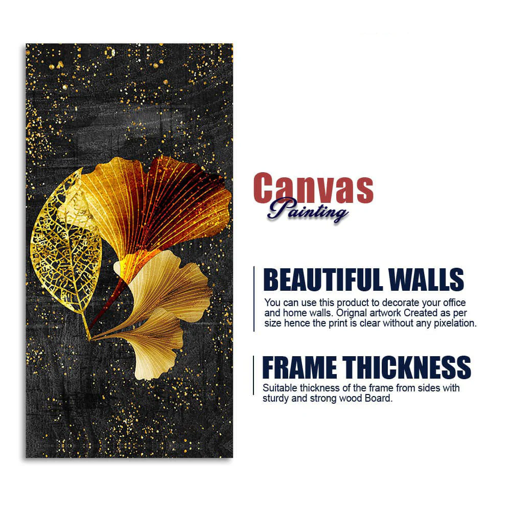 Abstract Black Gold Ginkgo Leaf Canvas Wall Painting - Image 6