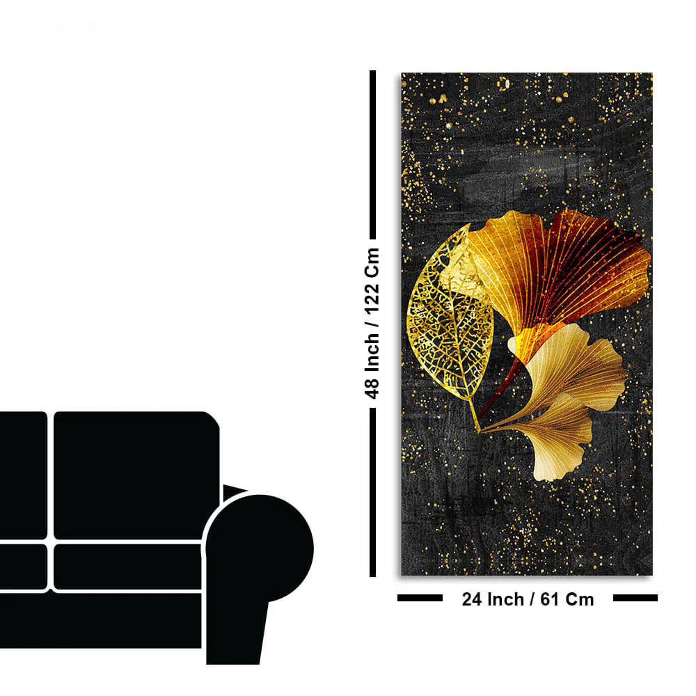 Abstract Black Gold Ginkgo Leaf Canvas Wall Painting - Image 7