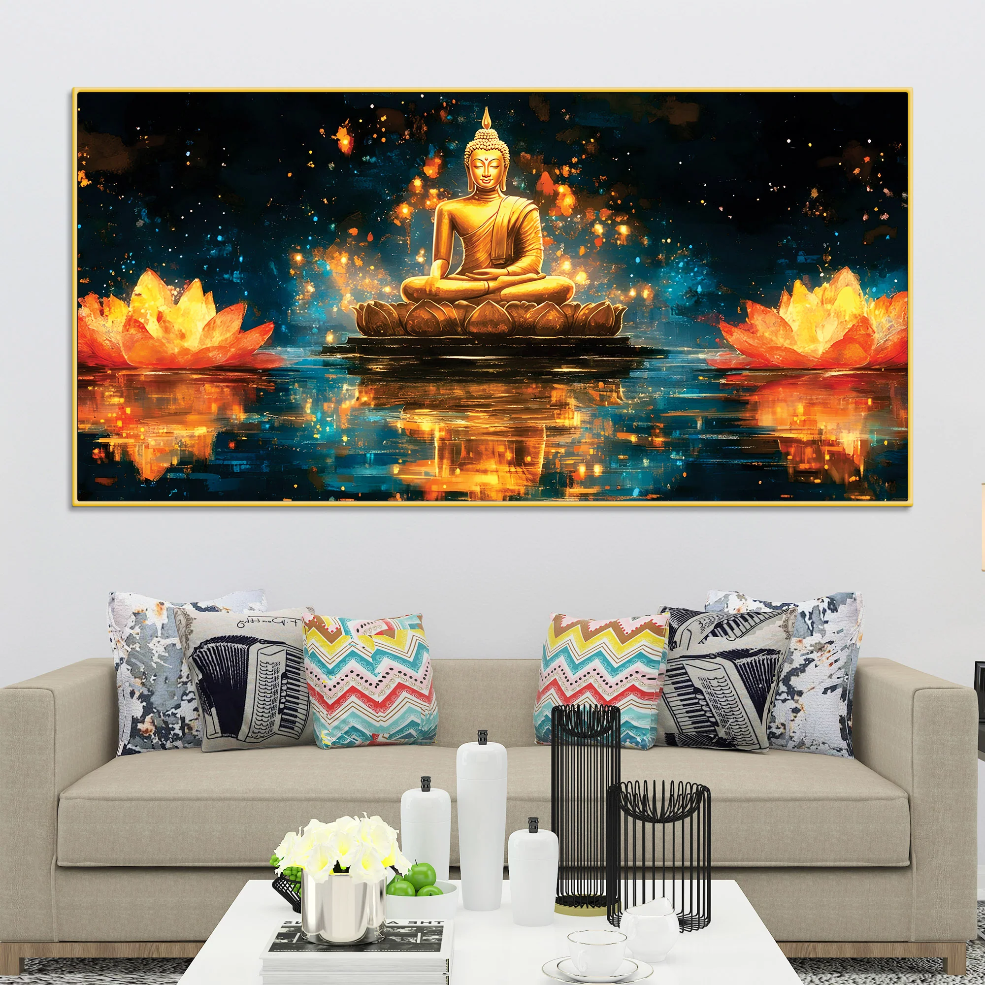 Abstract Buddha Wall Painting – Meditation Room Decor - Image 2