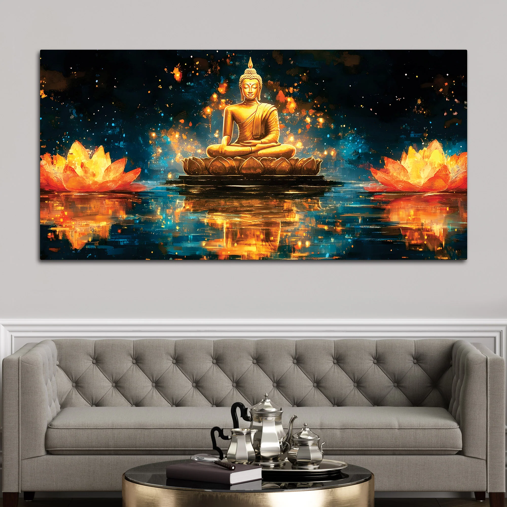 Abstract Buddha Wall Painting – Meditation Room Decor - Image 3