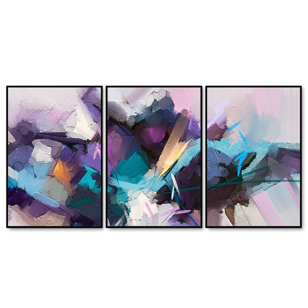 Abstract Color Modern Art Premium Floating Wall Painting Set of Three - Image 4