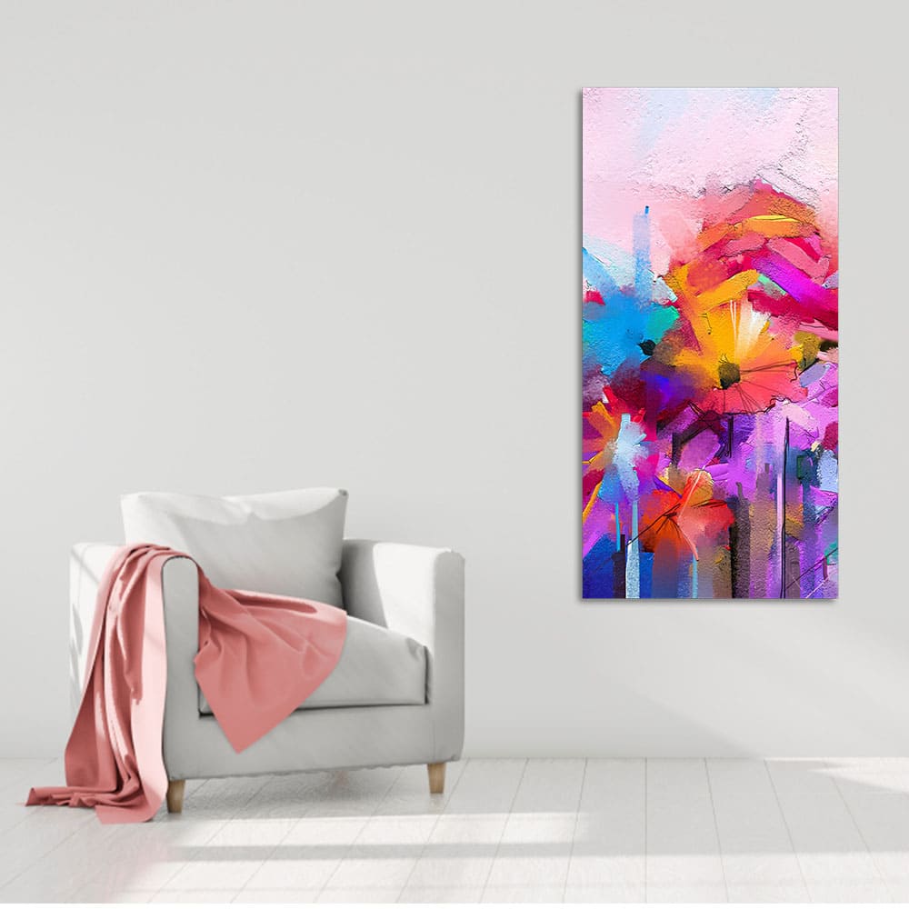Abstract Colorful Acrylic Painting of Flowers - Image 2