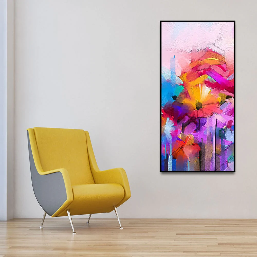 Abstract Colorful Acrylic Painting of Flowers - Image 3